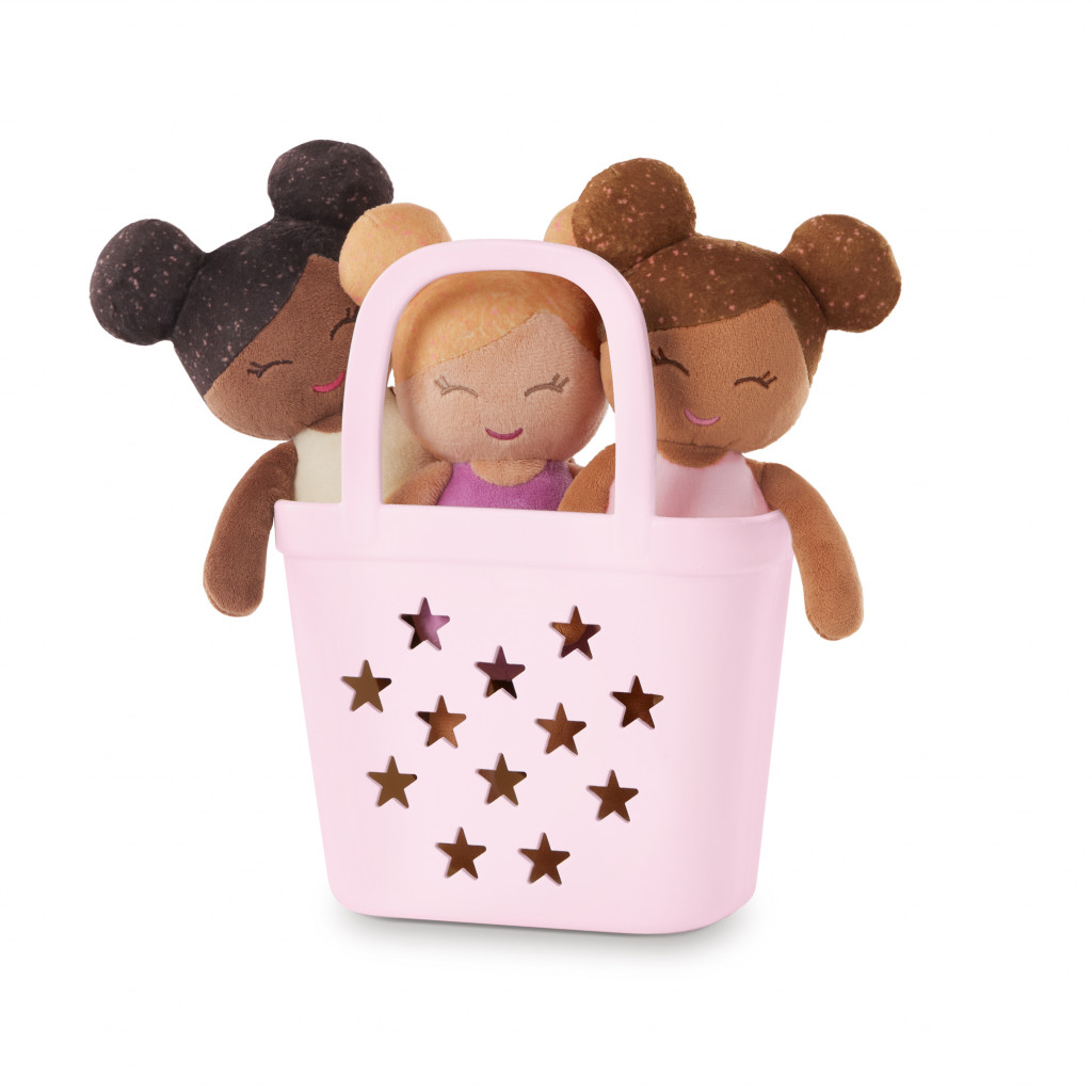 LullaBaby Panenky plyšové do vany v košíku Pink