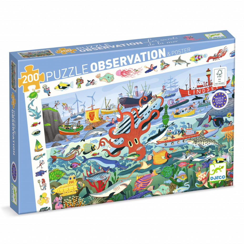 DJECO Objevovací puzzle Tajemství moře 200 ks