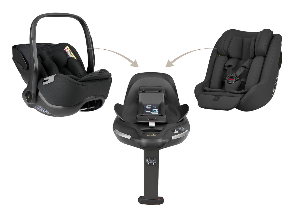 KikkaBoo Set i-Class 360 i-SIZE Autosedačka 40-87cm + Autosedačka 40-105cm + Základňa otočná Noir
