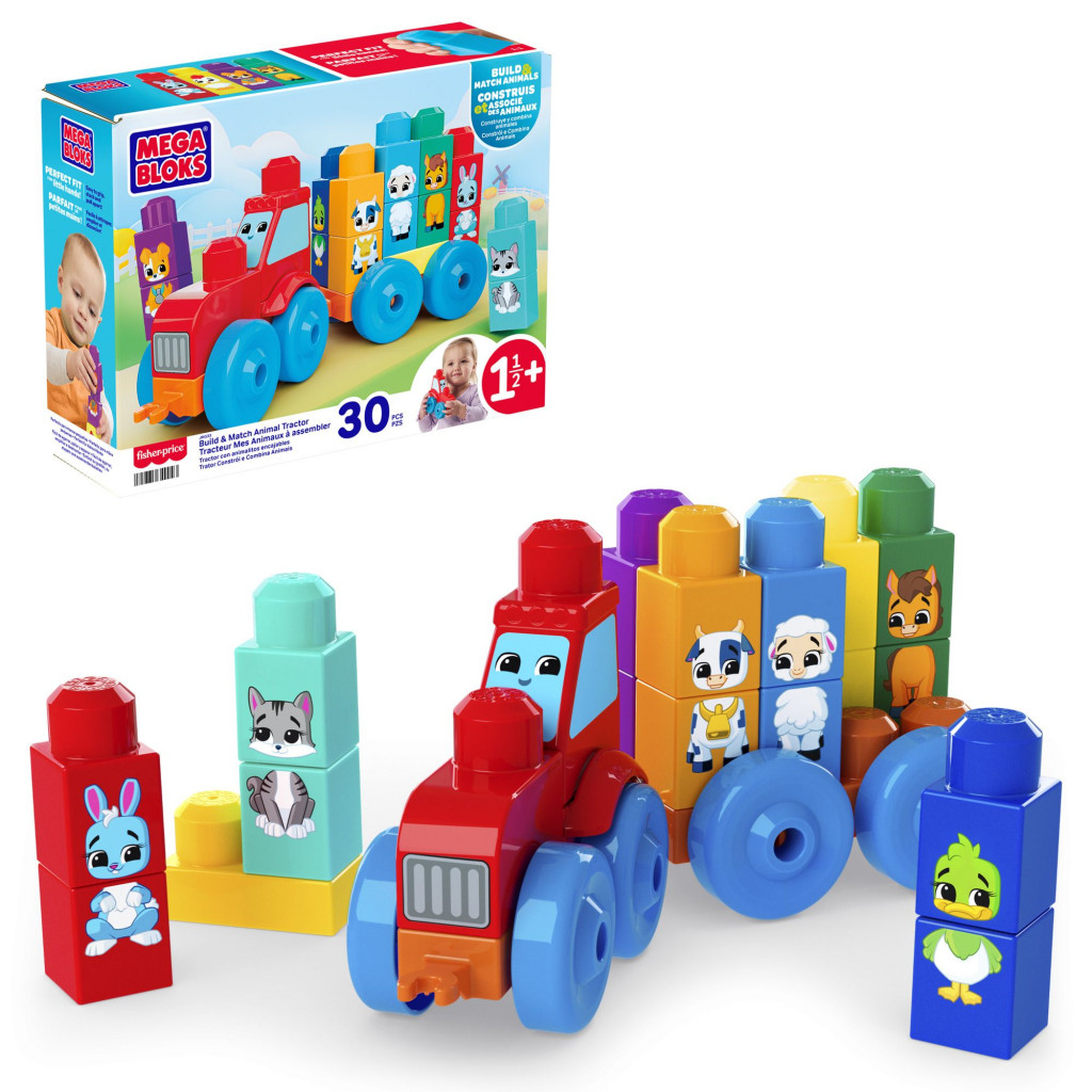 Mattel MEGA BLOKS TRAKTOR SO ZVIERATKAMI