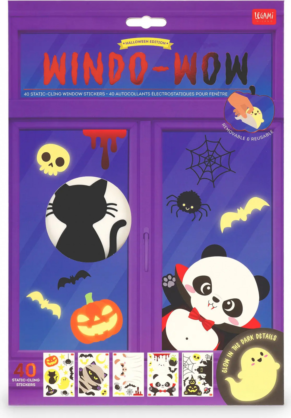 Legami Statické nálepky na okno Legami Windo-Wow 40 Static Cling Stickers - Halloween