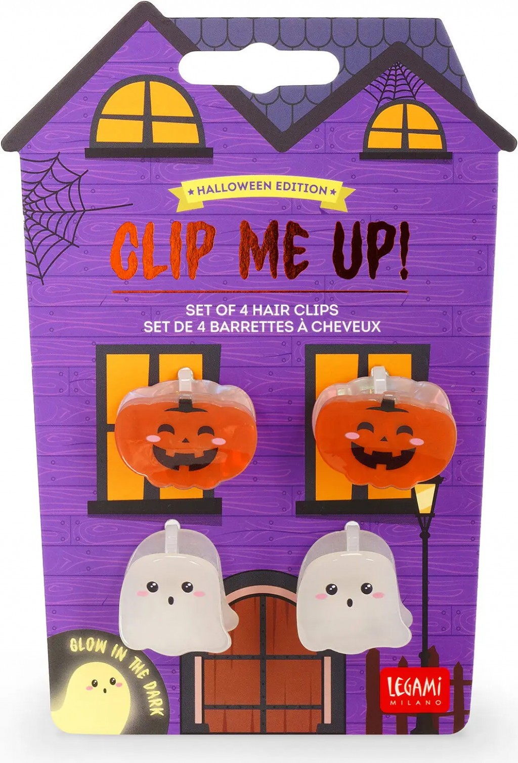 Legami Štipce do vlasov Legami Clip Me Up! Set Of 4 Mini Hair Clips - Ghost + Bat