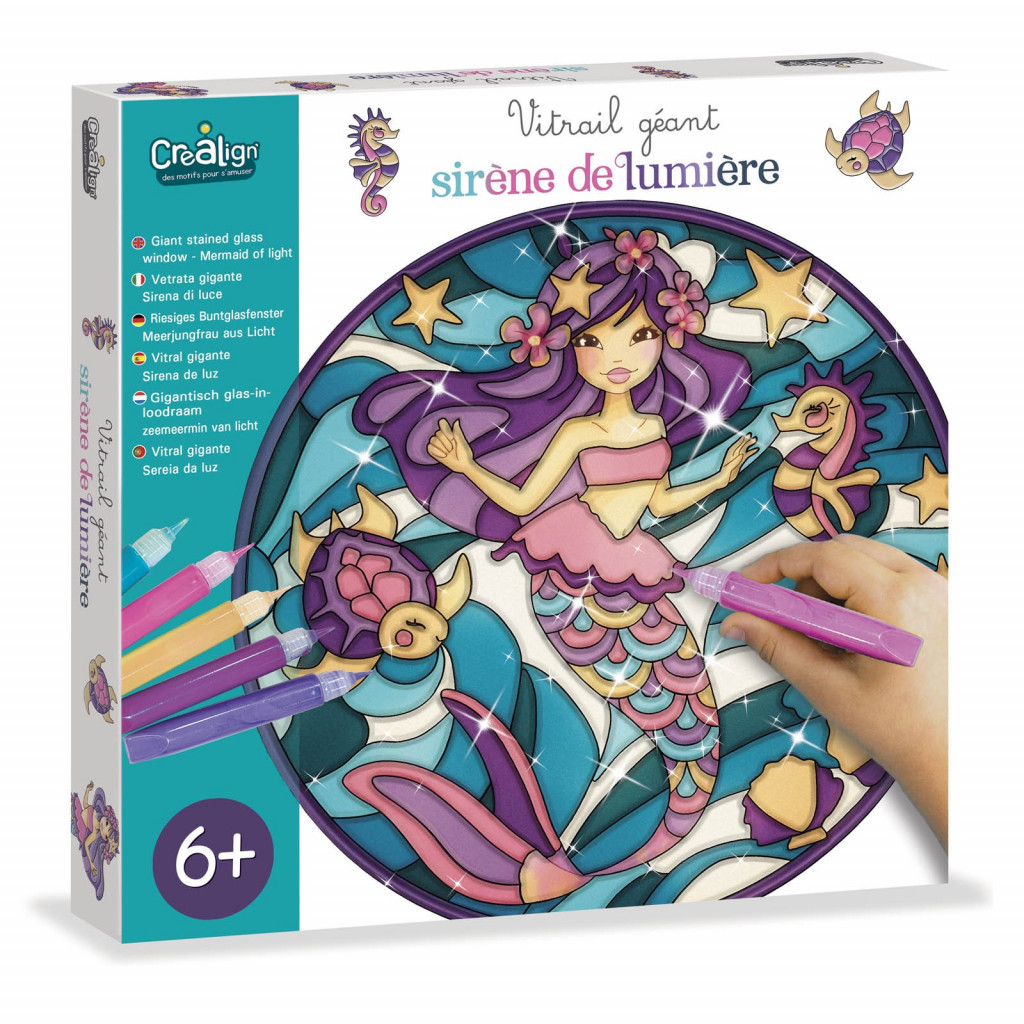 Créa Lign Velká vitráž Světelná mořská panna