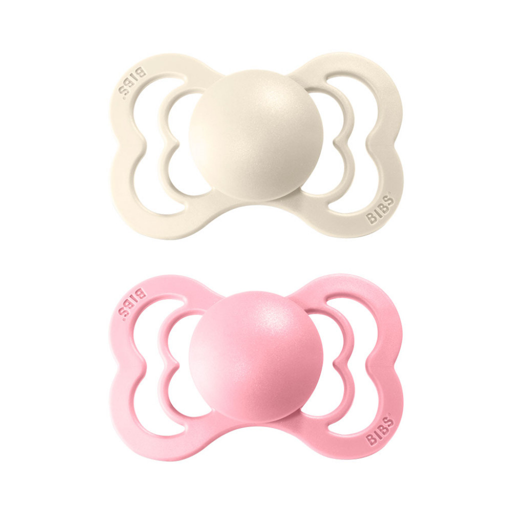 BIBS Supreme dudlíky z přírodního kaučuku 2ks - velikost 1 (Ivory / Baby Pink)