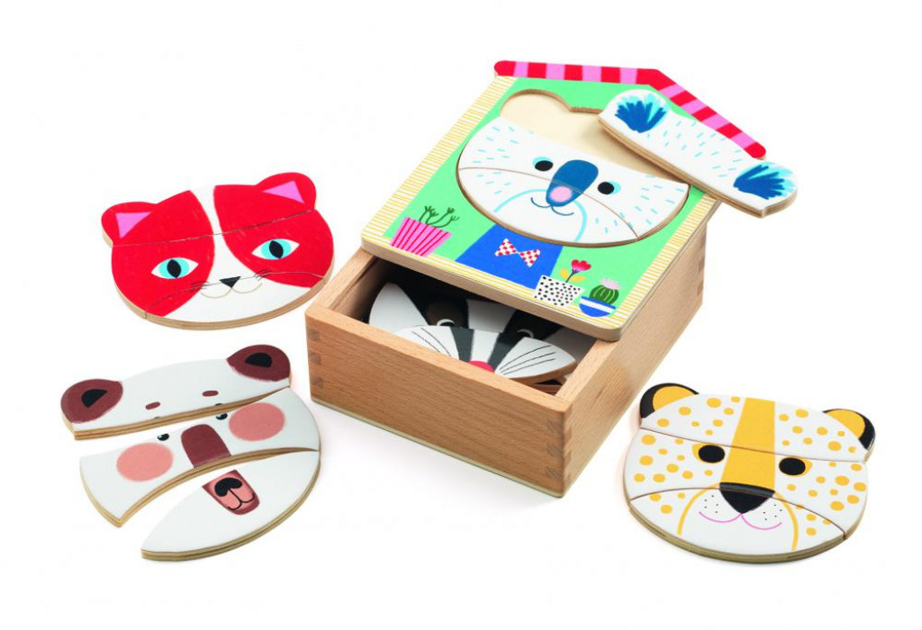 DJECO Face-mix: Drevené puzzle