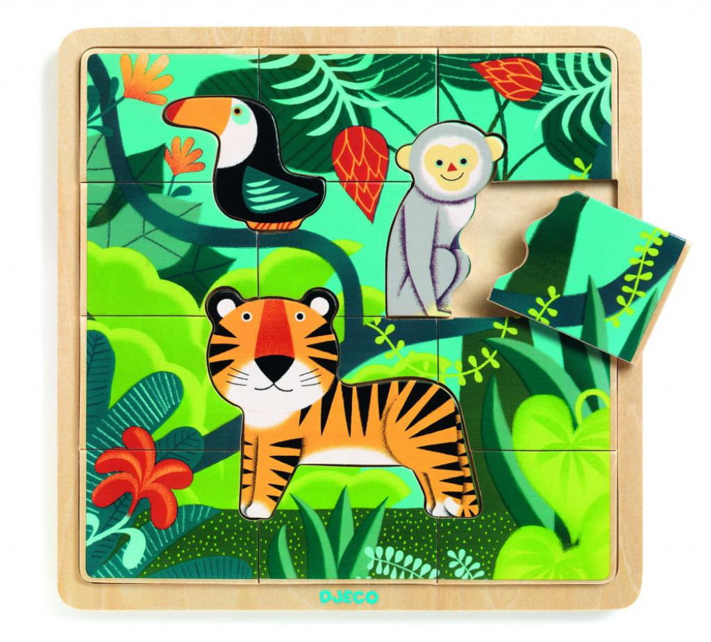 DJECO Džungľa: drevené puzzle (15 dielikov)