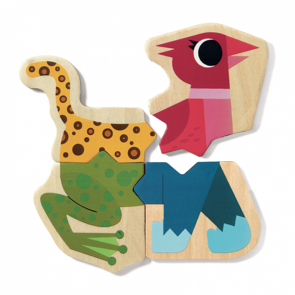 DJECO Mixanimo: Drevené puzzle magnetky