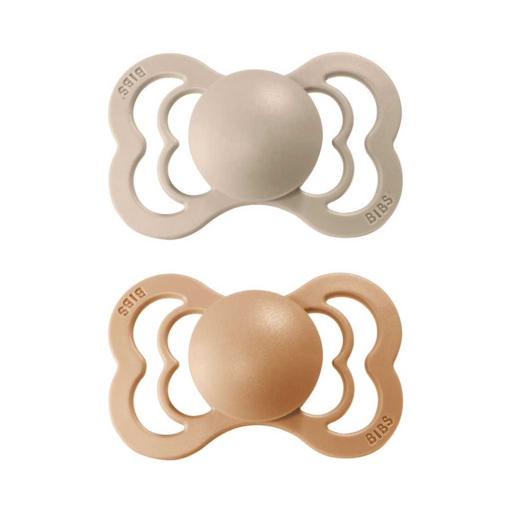 BIBS Supreme dudlíky ze silikonu 2ks - velikost 1 (Vanilla / Peach)