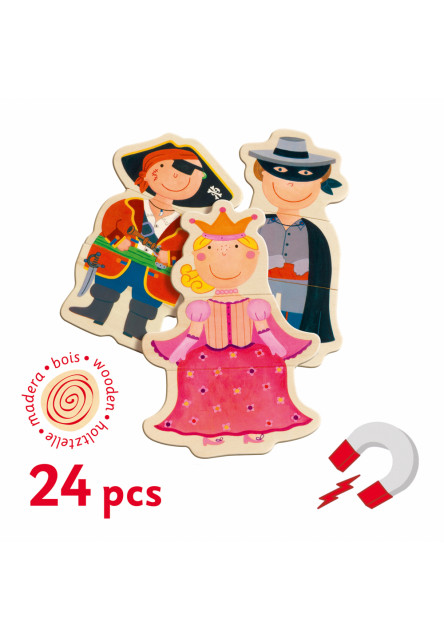 Dress'up: Drevené puzzle magnetky