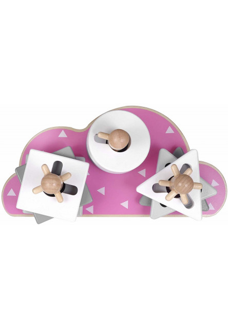KINDSGUT Dřevěné stohovací puzzle obláček růžová (CP00012017)