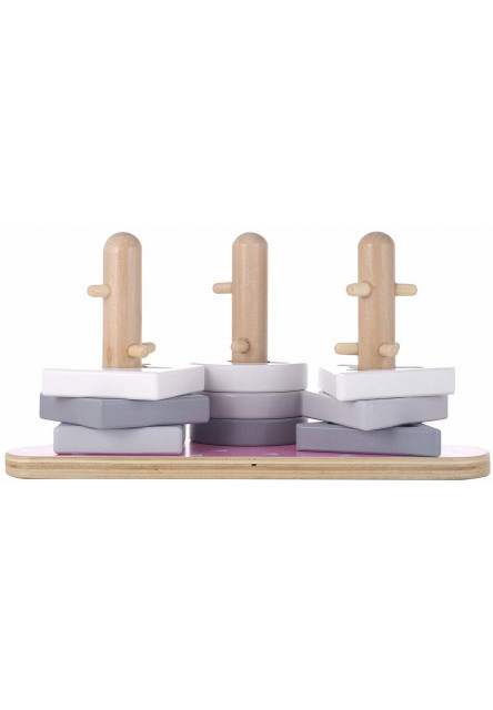 KINDSGUT Dřevěné stohovací puzzle obláček růžová (CP00012017)