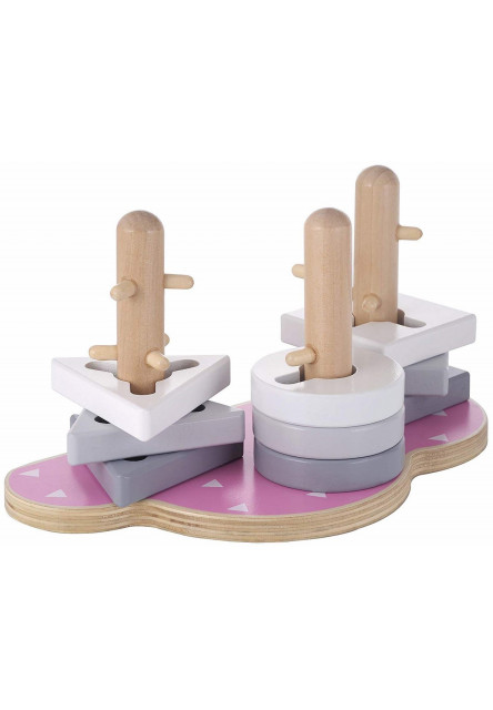KINDSGUT Dřevěné stohovací puzzle obláček růžová (CP00012017)