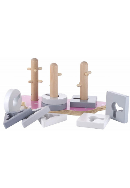 KINDSGUT Dřevěné stohovací puzzle obláček růžová (CP00012017)