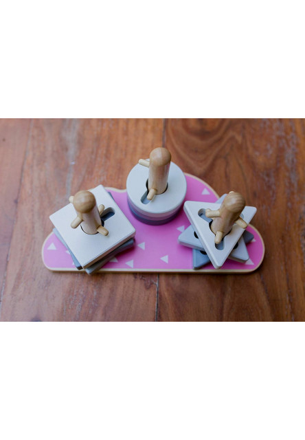 KINDSGUT Dřevěné stohovací puzzle obláček růžová (CP00012017)