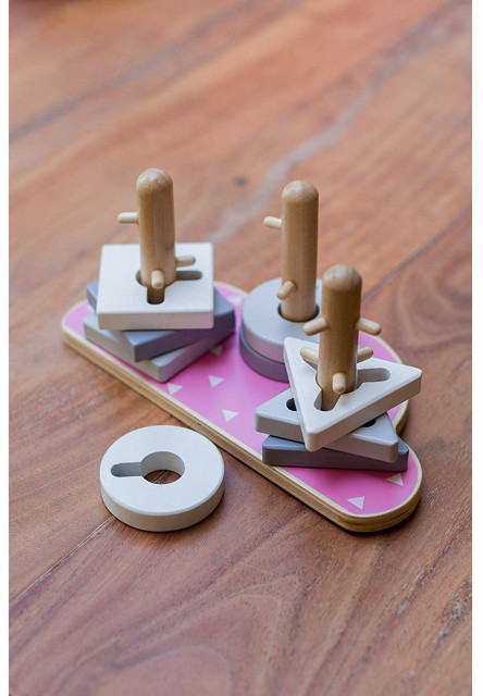 KINDSGUT Dřevěné stohovací puzzle obláček růžová (CP00012017)