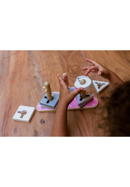 KINDSGUT Dřevěné stohovací puzzle obláček růžová (CP00012017)
