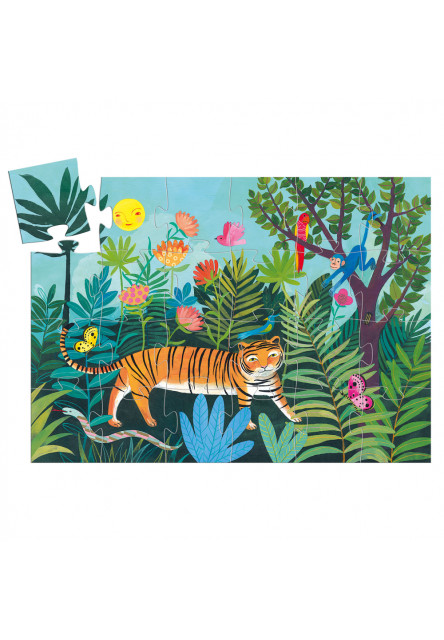 Siluetové puzzle: Tiger na prechádzke