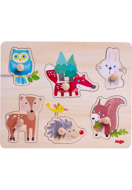 Dřevěné vkládací puzzle Lesní zvířata Haba