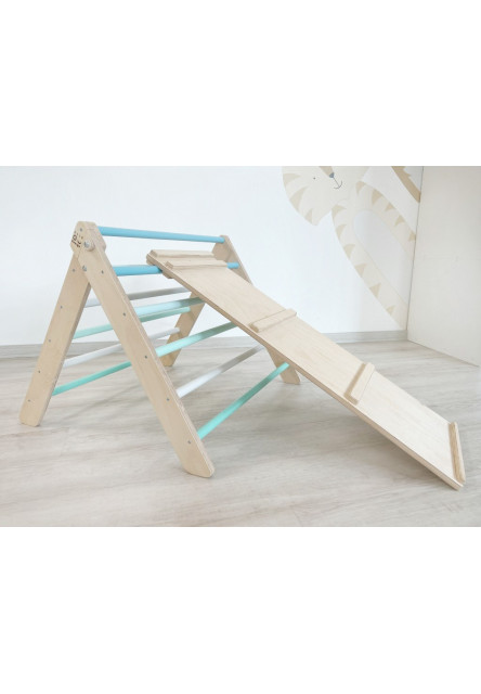 Montessori Piklerovej trojuholník light + doska 2v1 Variant: natur okraje, modré dosky