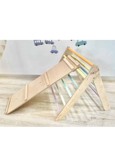 Montessori Piklerovej trojuholník light + doska 2v1 Variant: natur okraje, modré dosky