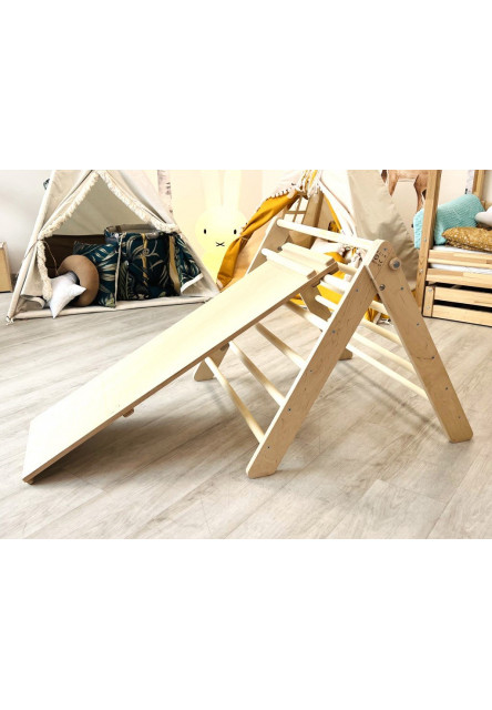 Montessori Piklerovej trojuholník light + doska 2v1 Variant: natur okraje, modré dosky