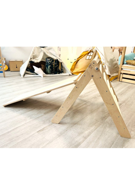 Montessori Piklerovej trojuholník light + doska 2v1 Variant: natur okraje, modré dosky