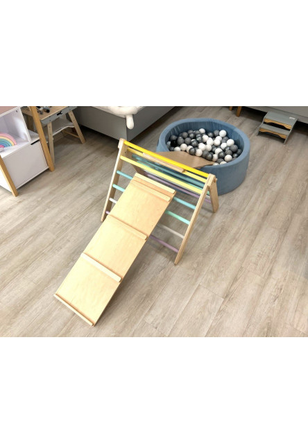 Montessori Piklerovej trojuholník light + doska 2v1 Variant: natur okraje, modré dosky