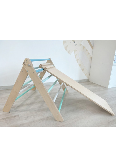 Montessori Piklerovej trojuholník light + doska 2v1 Variant: natur okraje, modré dosky