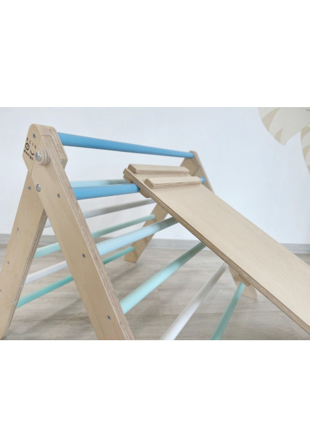 Montessori Piklerovej trojuholník light + doska 2v1 Variant: natur okraje, modré dosky