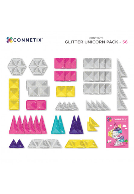 Magnetická stavebnice - Glitter Unicorn Pack 56 ks