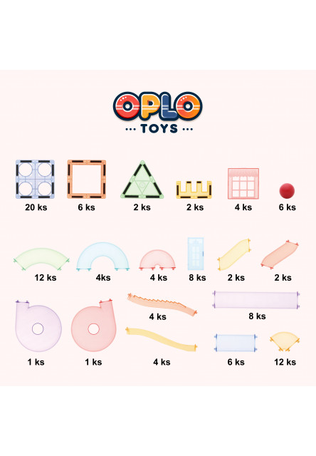 Magnetická stavebnice - Kuličková dráha Macaron 108 KS