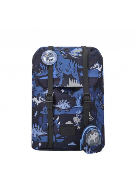 Školská ergonomická sada Retro 22L – Dinosaur Dark Blue