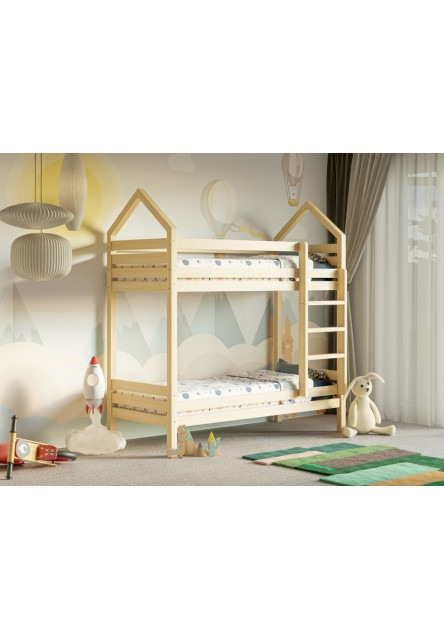 Domčeková posteľ poschodová s voliteľnou spodnou zábranou Premium rozměr lůžka: 70 x 140 cm, Zábrany: Přední Elis design