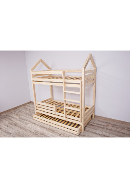 Domčeková posteľ poschodová s voliteľnou spodnou zábranou Premium rozměr lůžka: 70 x 140 cm, Zábrany: Přední
