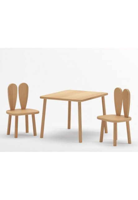 Detský stolček a stoličky Zajačie ušká - natur Elis design