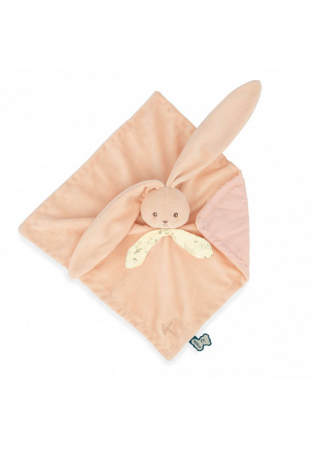 Kaloo Lapinoo Plyšový mojkáčik pre bábätko Zajačik s dlhými ušami broskyňový 30 cm