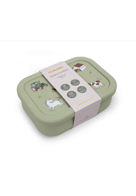 Silikónový desiatový box bog green