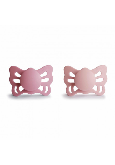 Dvojbalenie anatomických cumlíkov frigg butterfly cedar/ baby pink, 0-6m, silikón Frigg