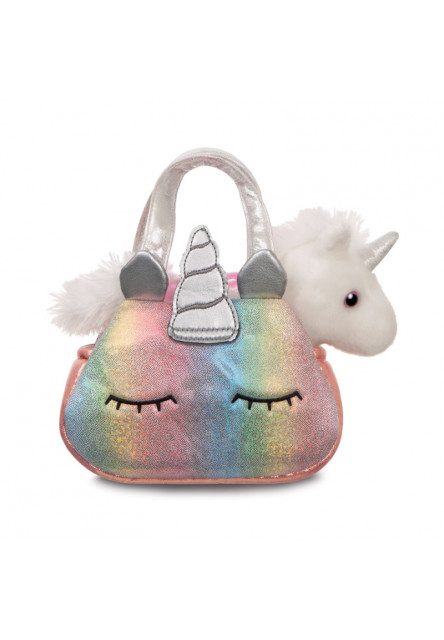 Plyšová kabelka dúhová s jednorožcom - Fancy Pals - 20,5 cm