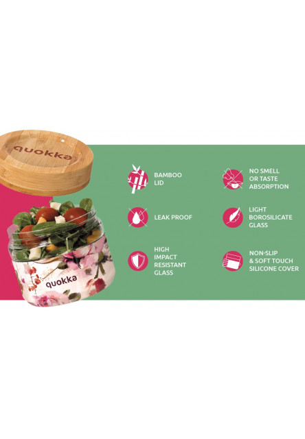 Skleněná nádoba na jídlo Deli Dark Flowers 820 ml