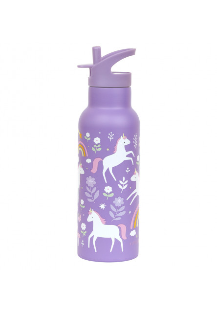 antikorová fľaša na pitie, 500 ml - jednorožce a dúha