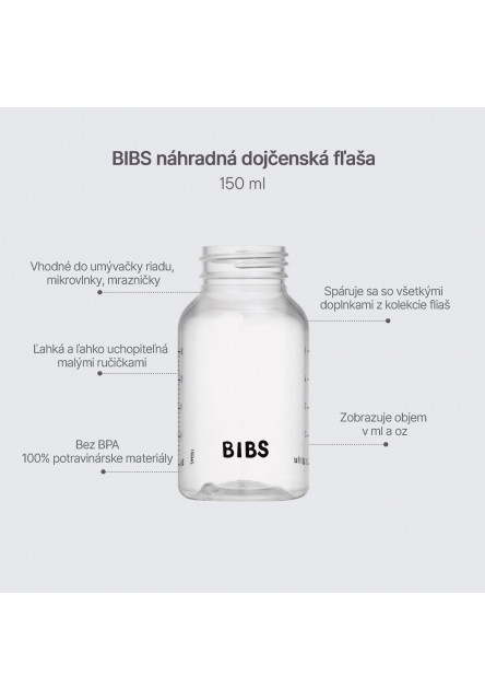 BIBS náhradná dojčenská fľaša 150 ml (Plastová)