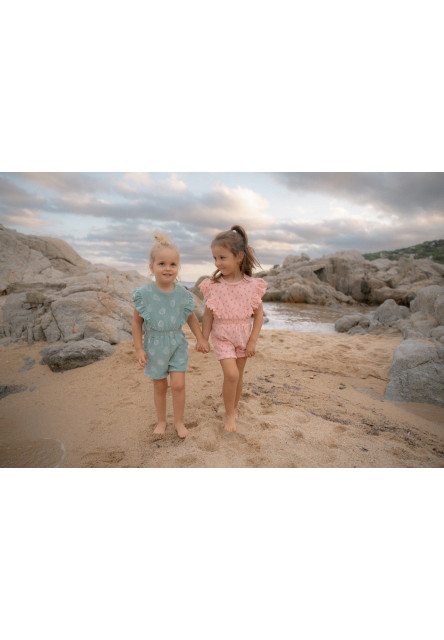 Overal letní Sunny Flowers Blush Pink vel. 86/92