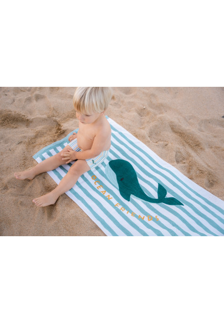 Plážová osuška 120x60 cm Seashells / Stripes Surf Blue