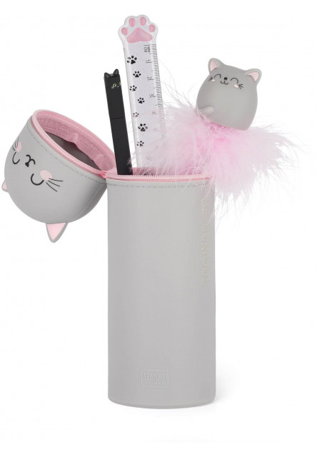 Peračník Legami 2-In-1 Silicone Pencil Case - Kawaii - Kitty
