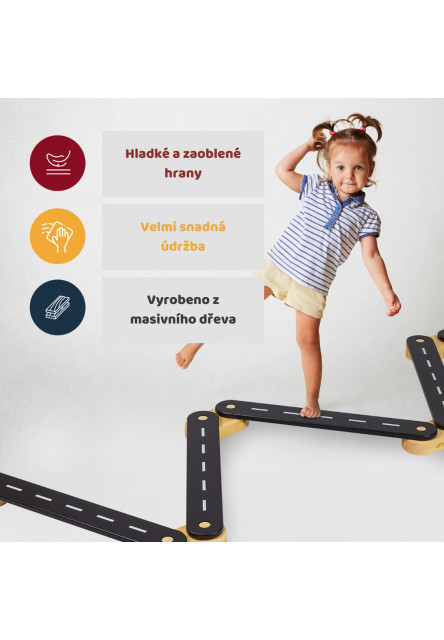 Dětská senzomotorická Montessori kladina, černá, 4ks