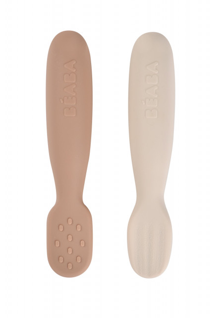 První trénovací lžičky silikonové 2 ks Praline / Clay