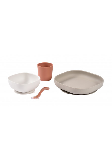 Jídelní sada silikonová 4-dílná Terracotta