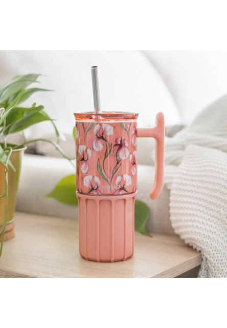 Nerezový termohrnek s brčkem Umi Floral Coral 720 ml