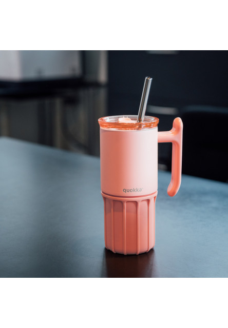 Nerezový termohrnek s brčkem Umi Peachy Pink 720 ml